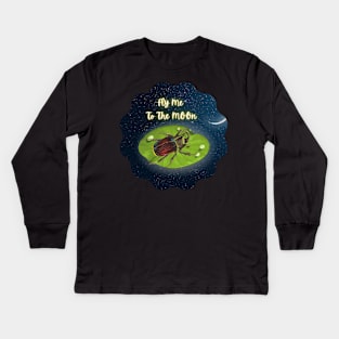 Beetle Fly Me To The Moon Kids Long Sleeve T-Shirt